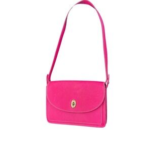 Fossil Pink Leather Turnlock Shoulder Bag‎ Purse preloved 7x9.75x2